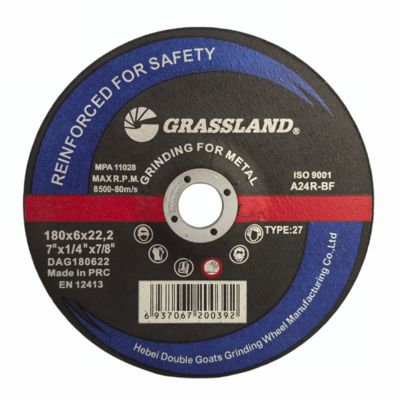 빠르고 깨끗한 절단을 위한 단결정 융합 알루미나 연마재가 있는 7인치 x 1/4인치 x 7/8인치 금속 연삭 디스크