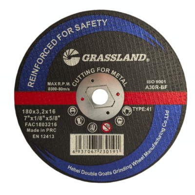 GRASSLAND 7인치 Inox 연삭 디스크 (단결정 융합 알루미나) 180mm X 3.2mm X 16mm