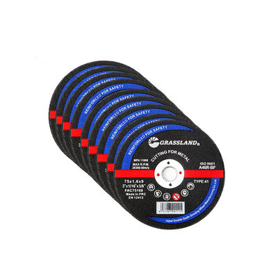 직선 및 칩없는 절단을위한 3 인치 금속 썰기 디스크 75mm x 1.6mm x 9mm 연속 휠 블레이드 단단한 알루미늄 산화물 가려기 80 m/s